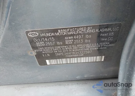 2016 Hyundai Sonata Sport из США, поврежденный, VIN 5NPE34AF8GH322597